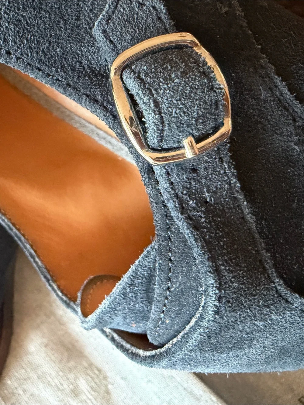 Brunello Cucinelli Dark Blue Suede Double Monk Shoes size 44